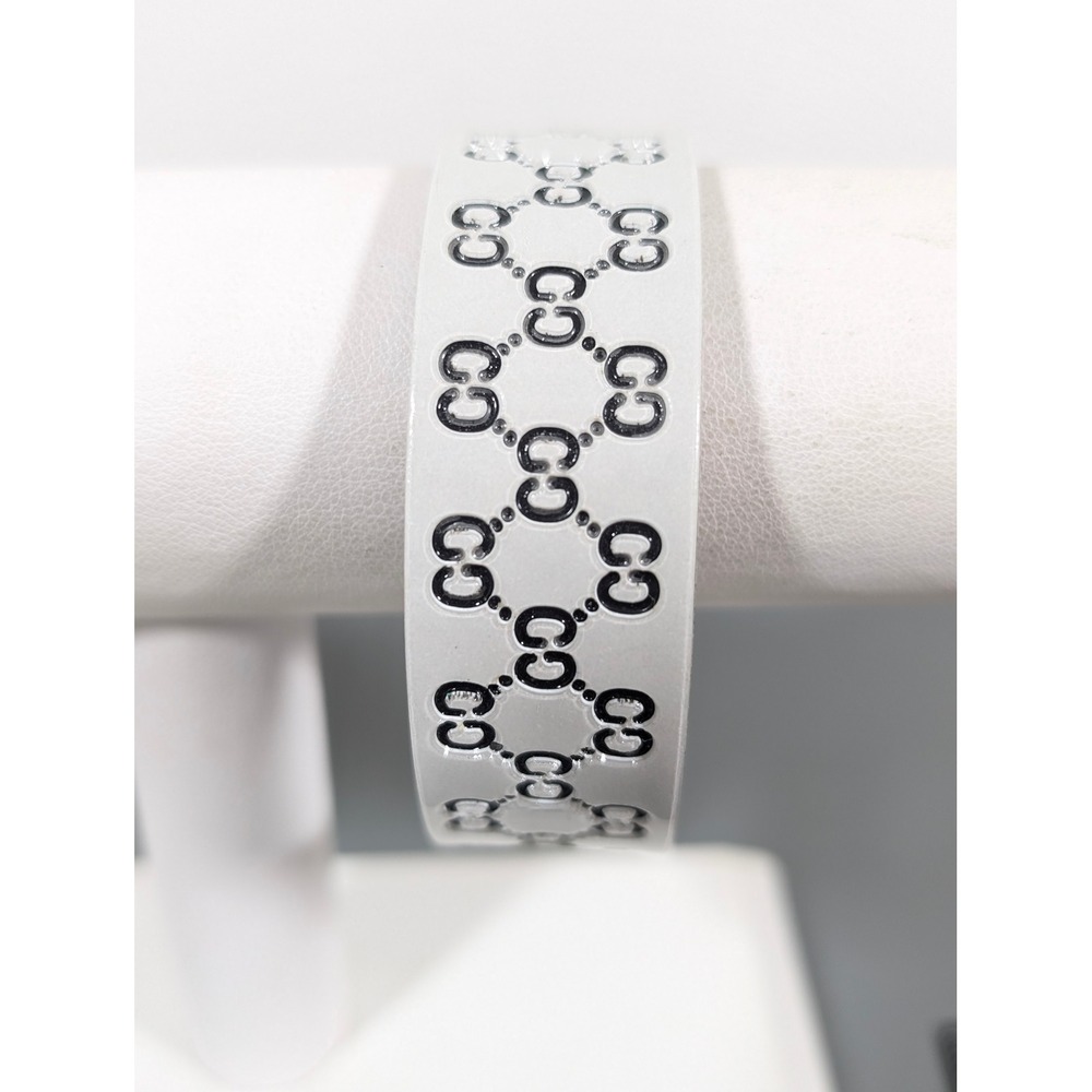Gray Black Geometric Acrylic Bangle Bracelet Mod Retro 7.5"